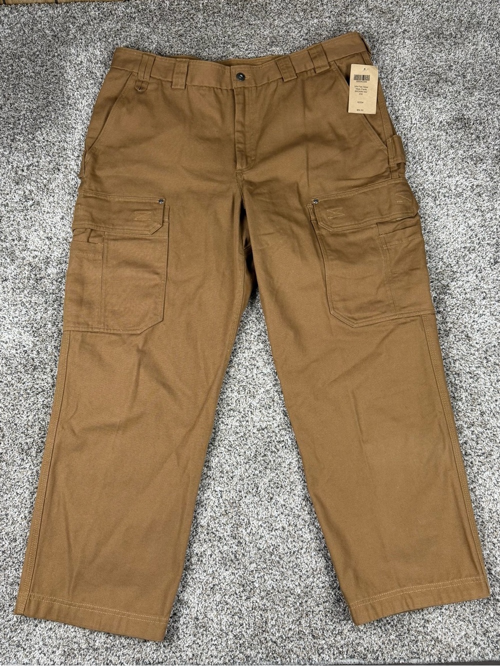 New Sz 42 X 30 Men’s Duluth Trading Fire Hose Cargo Heavy Work Pants Brown